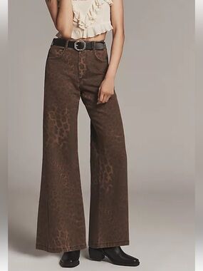 Pilcro Adi flare mid rise leaped print jeans
